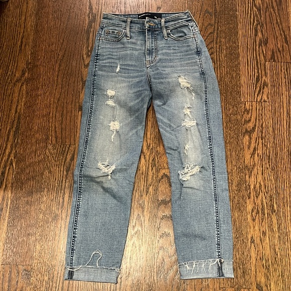 Hollister boyfriend high-rise ripped jeans sz 00 w 23 - Picture 2 of 8
